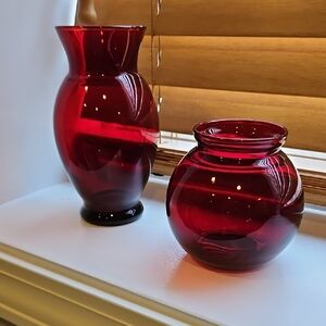 Ruby Red Anchor Hocking Vases